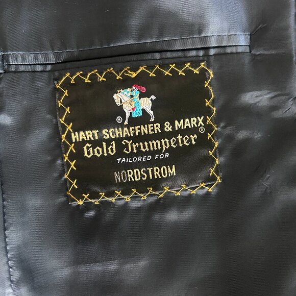 Hart Schaffner Marx Gold Trumpeter Dark Navy Pinstripe Wool Suit Size 42 R - Picture 4 of 12
